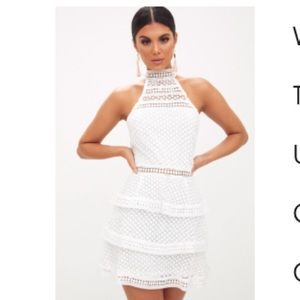 NWT - White Lace Panel Tiered Mini Dress